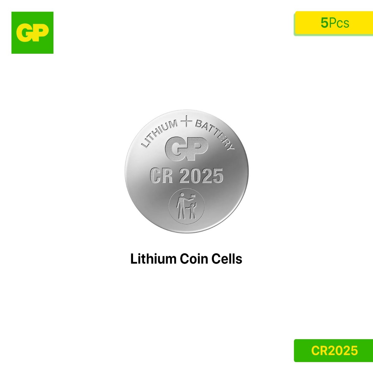 بطارية GP CR2025 Lithium Coin Cells (5 قطع)