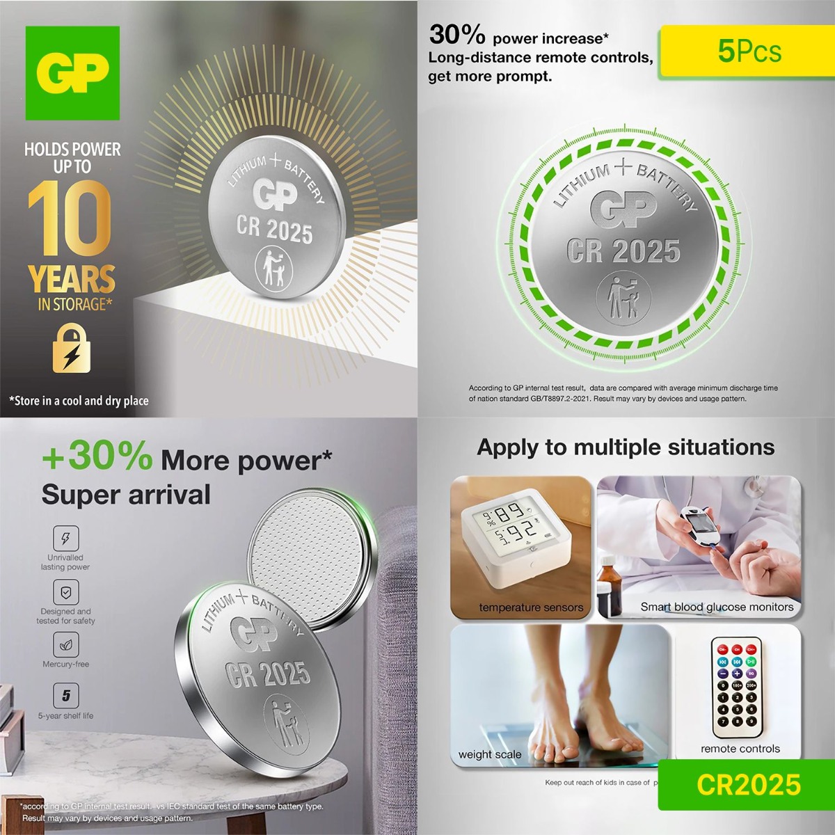 GP CR2025 Lithium Coin Cells Battery (5 Pcs)
