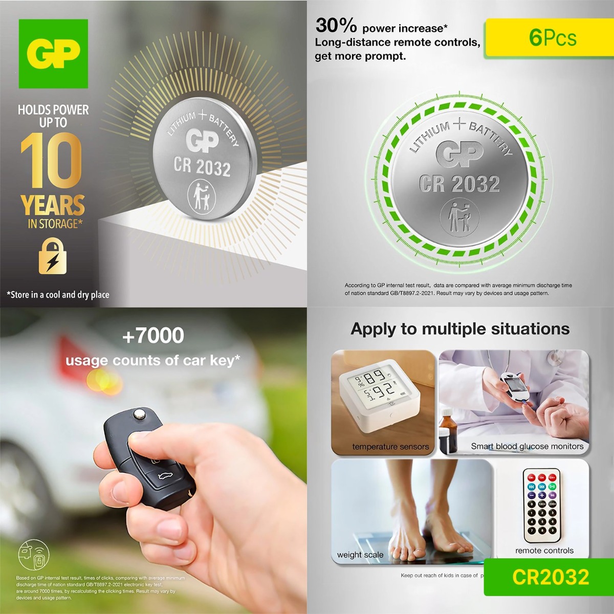 بطارية GP CR2032 Lithium Coin Cells (6 قطع)