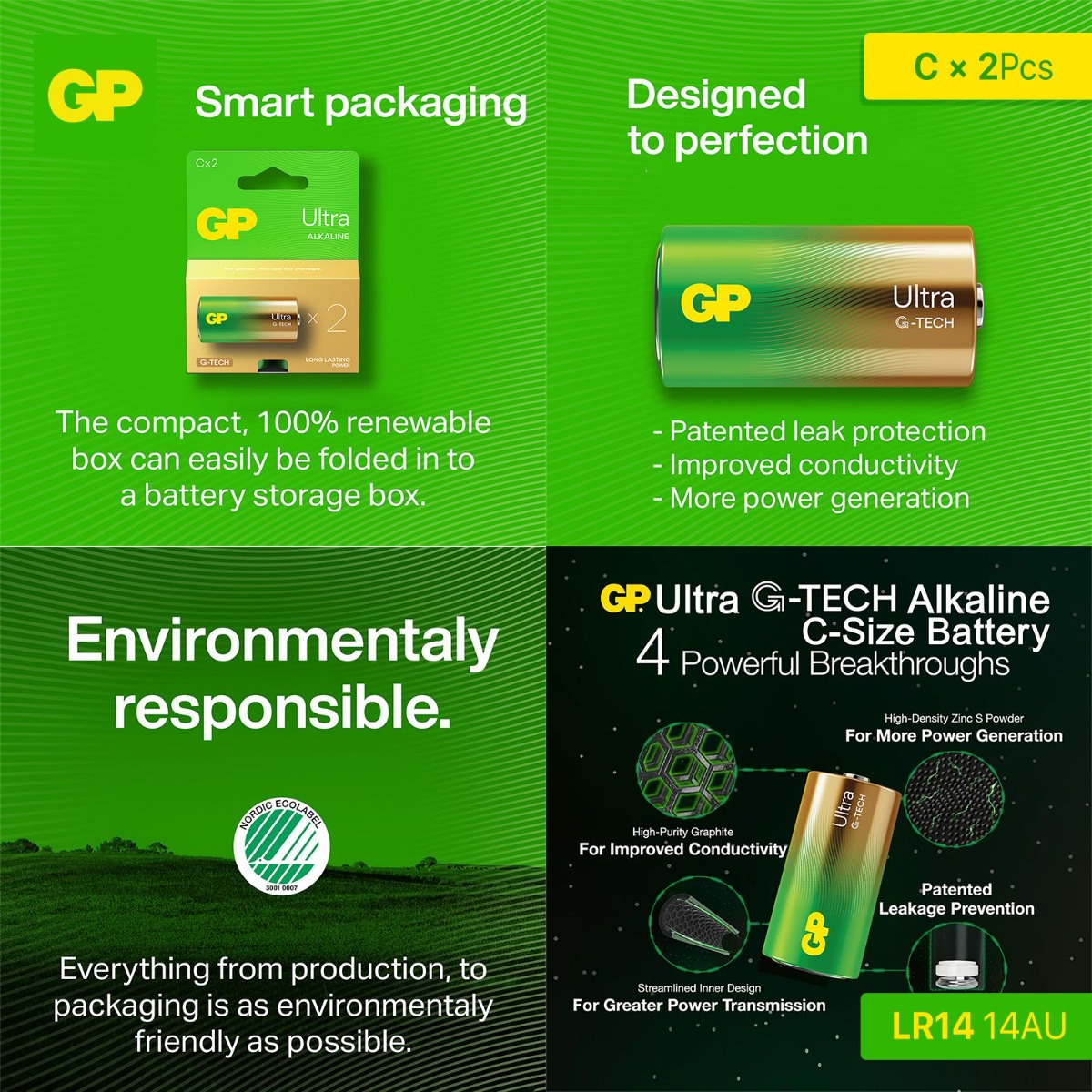 GP LR14 C Battery (2 Pcs)