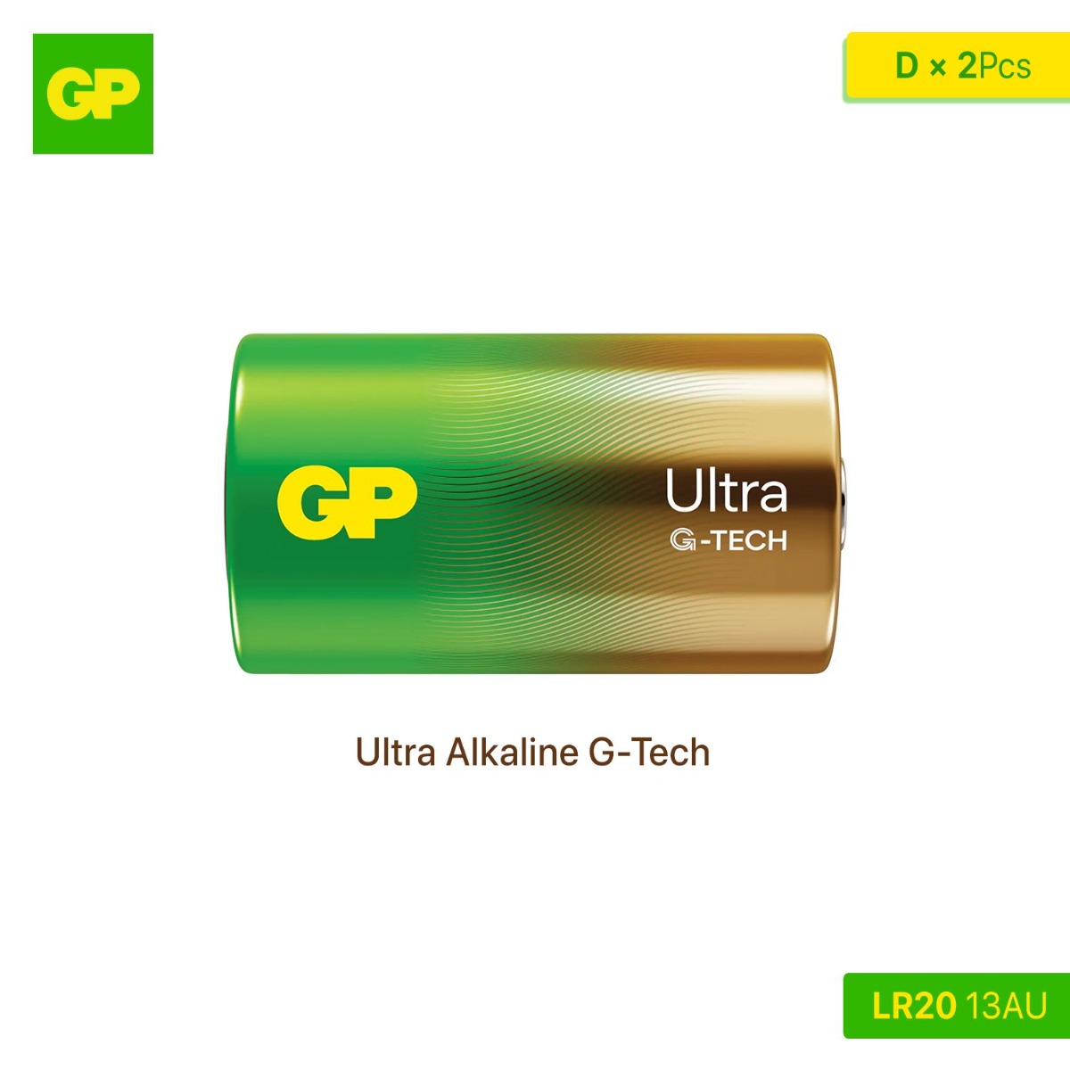 GP LR20 D Battery (2 Pcs)