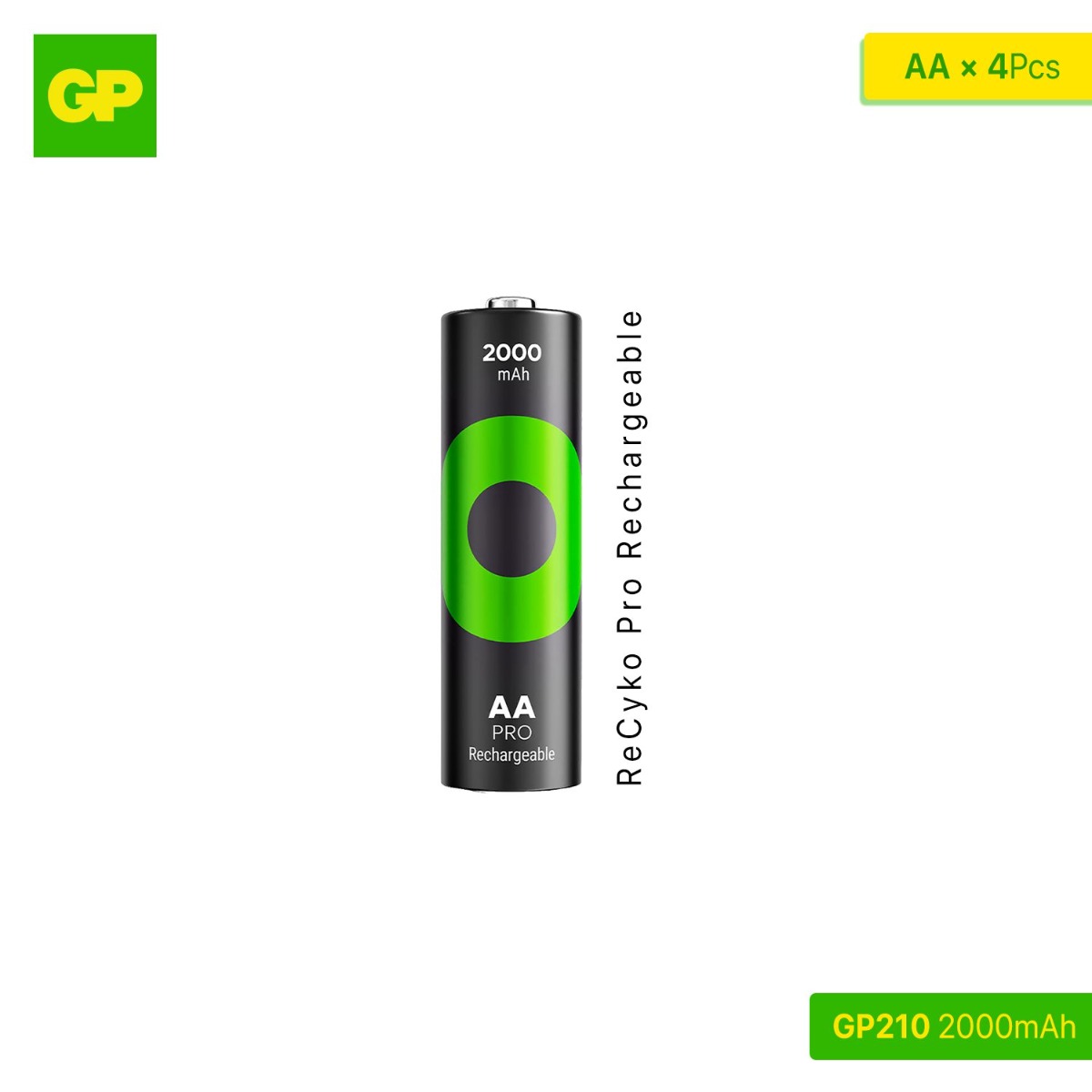 GP ReCyko Pro GP210 AA 2000mAh Rechargeable Battery (4Pcs)