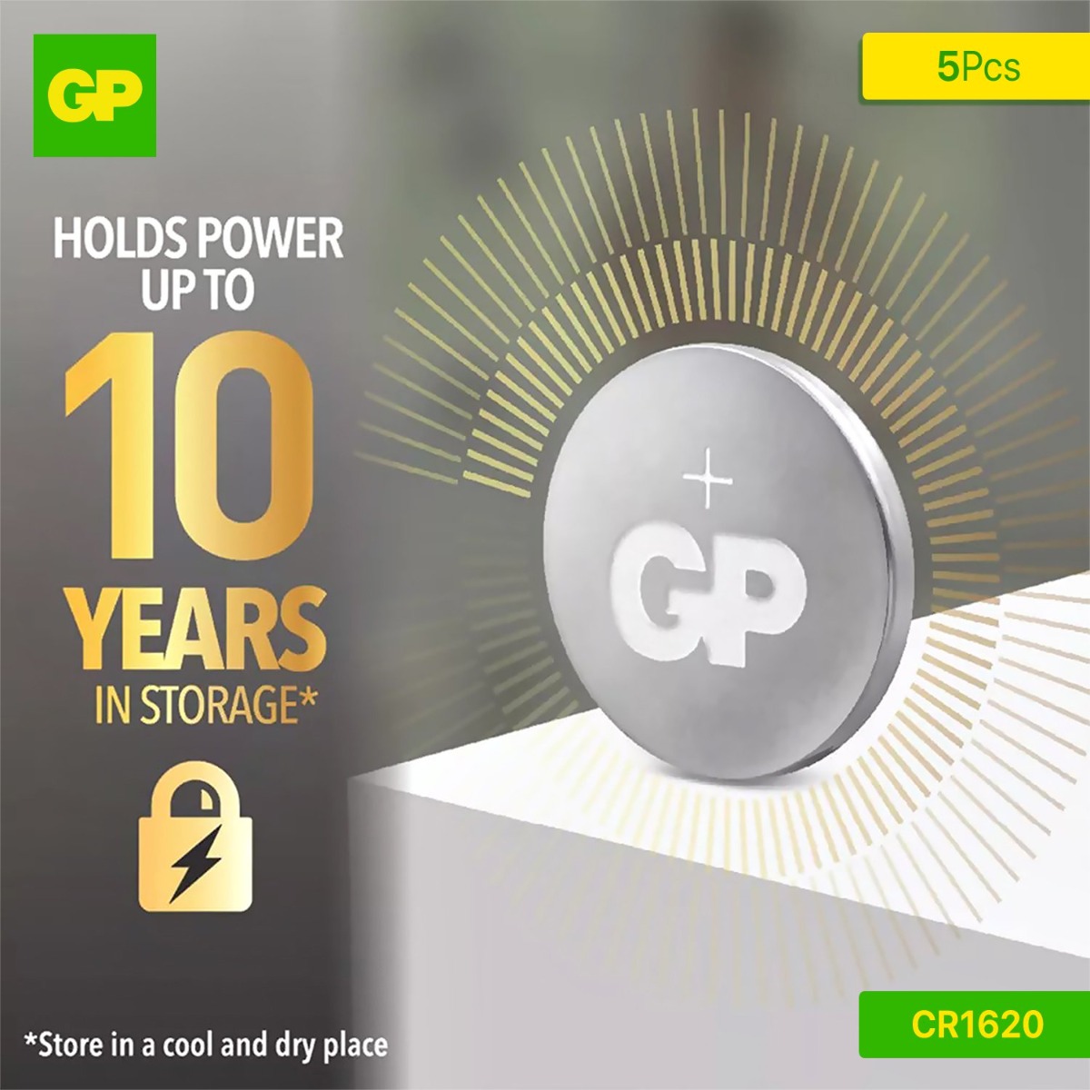 GP Ultra+ CR1620 Lithium Coin Cells Battery (5 Pcs)