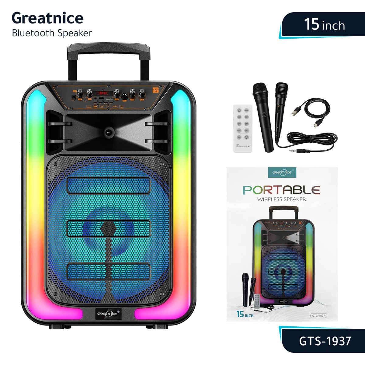Greatnice GTS-1937 Bluetooth Speaker - 15inch