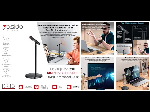 YESIDO KR18 Wired Microphone with Desk Holder