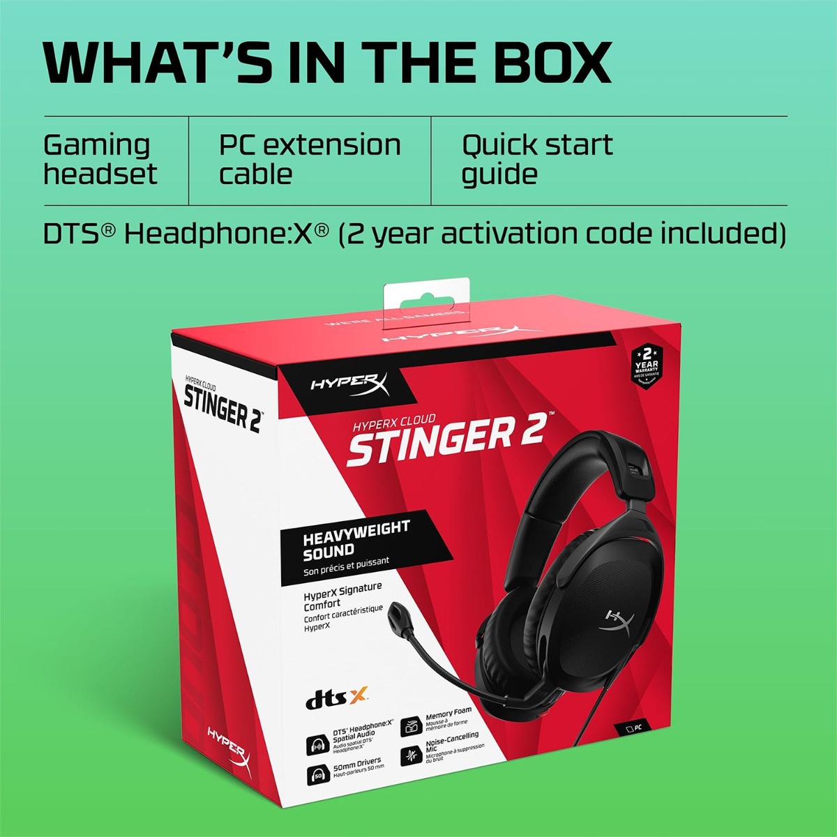 سماعة الرأس HyperX Cloud Stinger 2 سلكية لألعاب الكمبيوتر