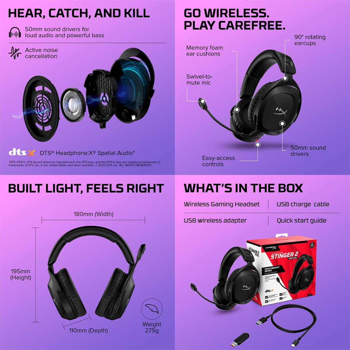 سماعة الرأس HyperX Cloud Stinger 2 اللاسلكية لألعاب الكمبيوتر
