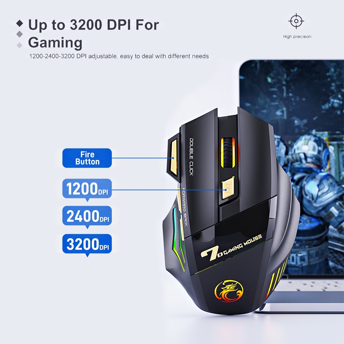 ماوس iMICE GW-X7 ضوئي لاسلكي للألعاب