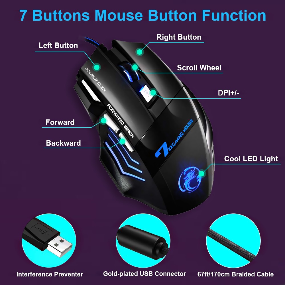 ماوس iMICE X7 ضوئي سلكي للألعاب