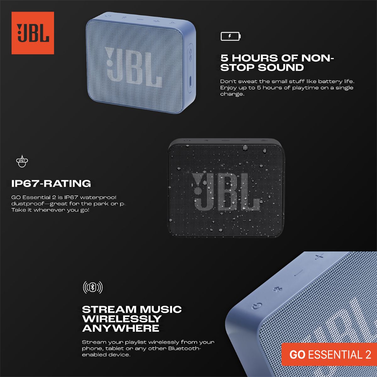 JBL GO ESSENTIAL 2 Bluetooth Speaker