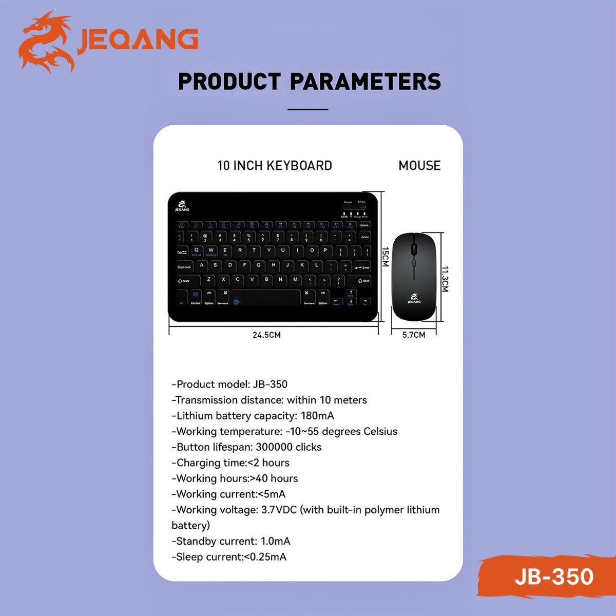 JEQANG JB-350 Wireless Bluetooth Keyboard & Mouse