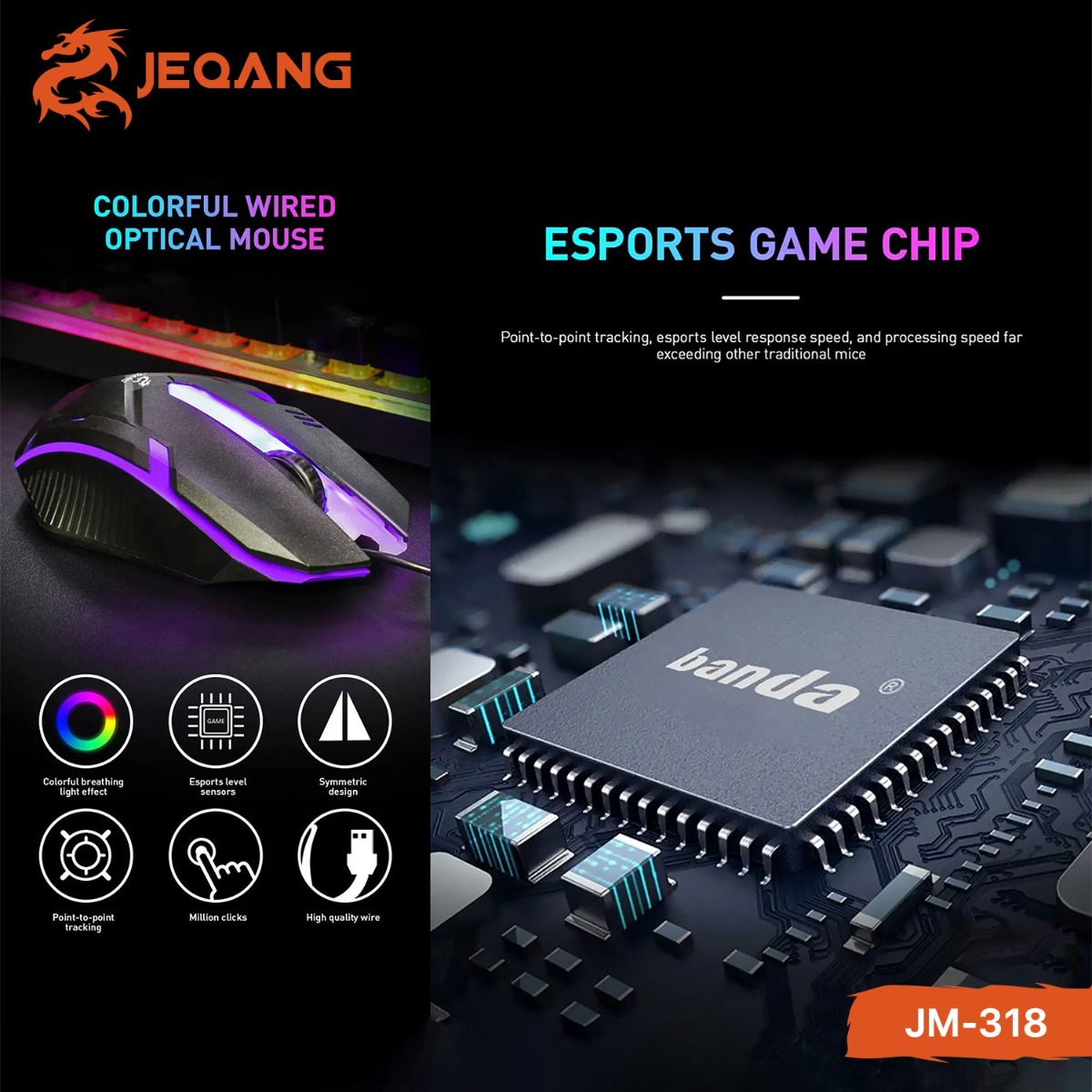 JEQANG JM-318 Wired Gaming Mouse
