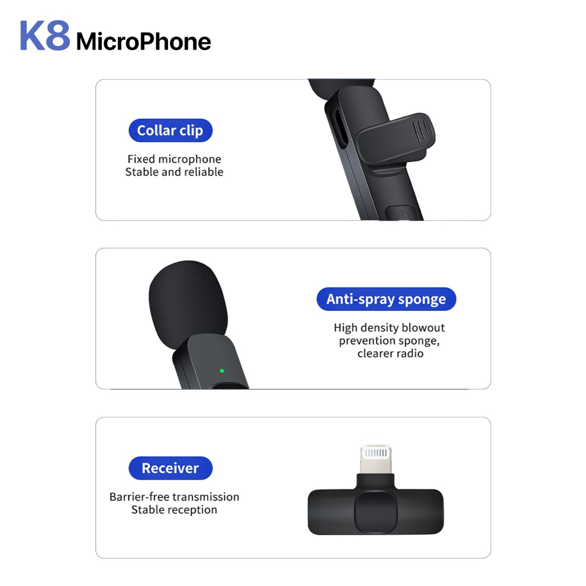 ميكروفون K8 Lightning لأجهزة الآيفون