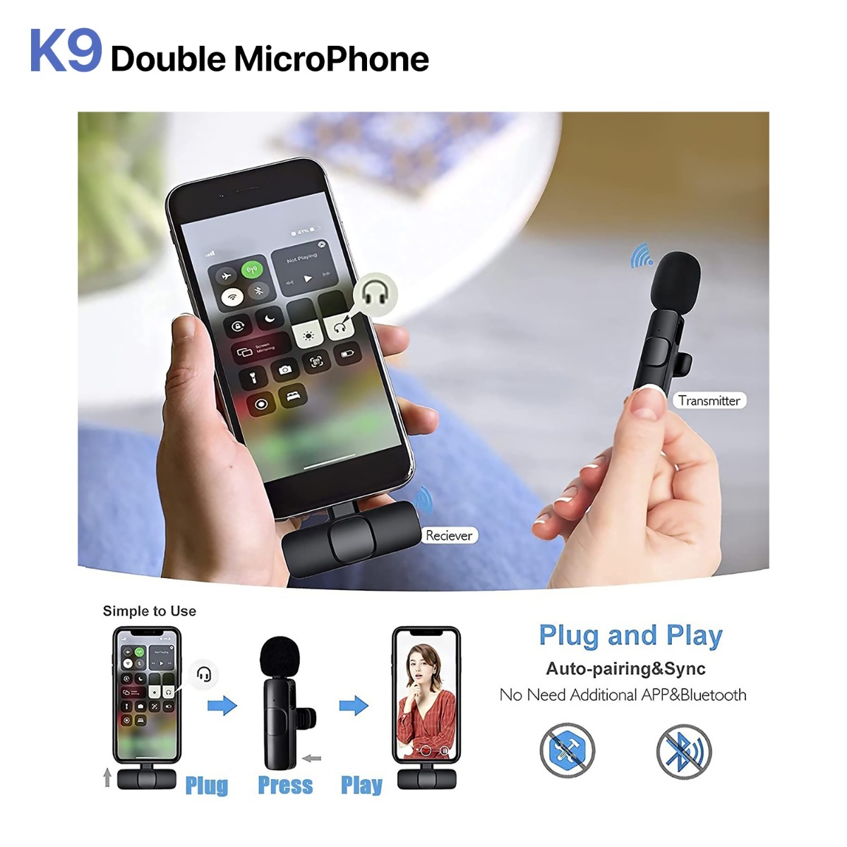 K9 Lightning Double Microphone For iPhone