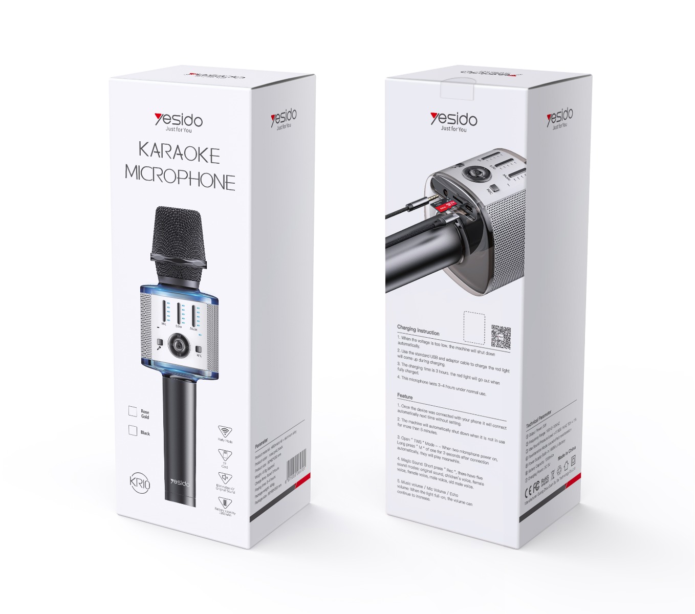 ميكروفون وسبيكر YESIDO KR10 2in1 لاسلكي بلوتوث