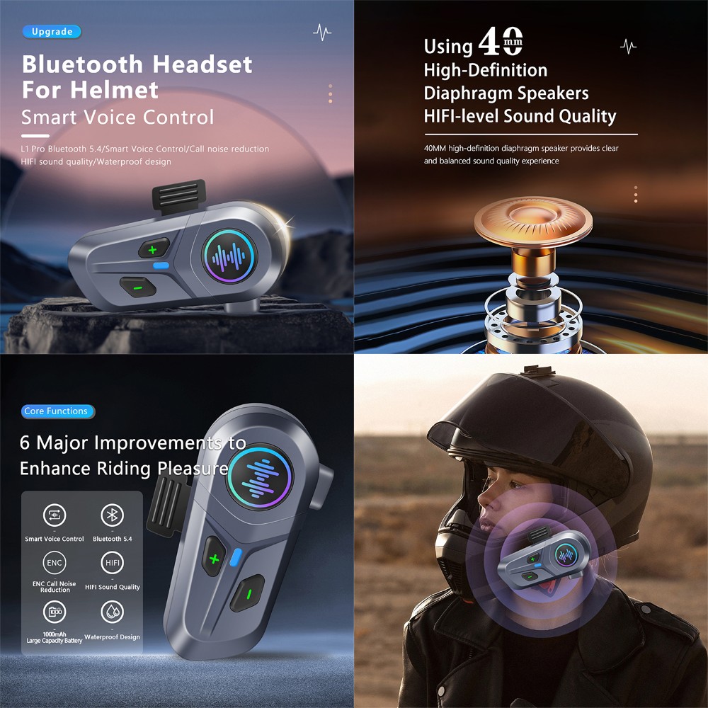 L1 Pro Bike Helmet Bluetooth Earphone