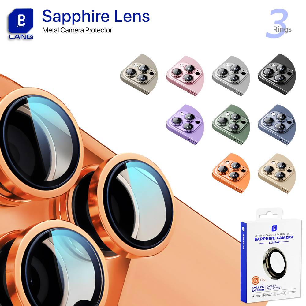 حماية عدسة كاميرا LANBi Sapphire معدنية 3 حلقات لأجهزة الآيفون