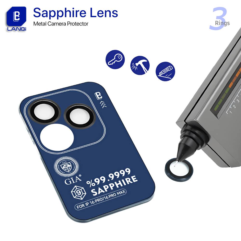حماية عدسة كاميرا LANBi Sapphire معدنية 3 حلقات لأجهزة الآيفون