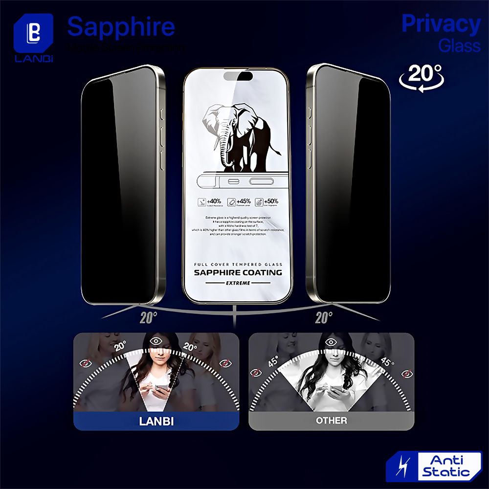 حماية شاشة زجاج LANBi Sapphire الخصوصية