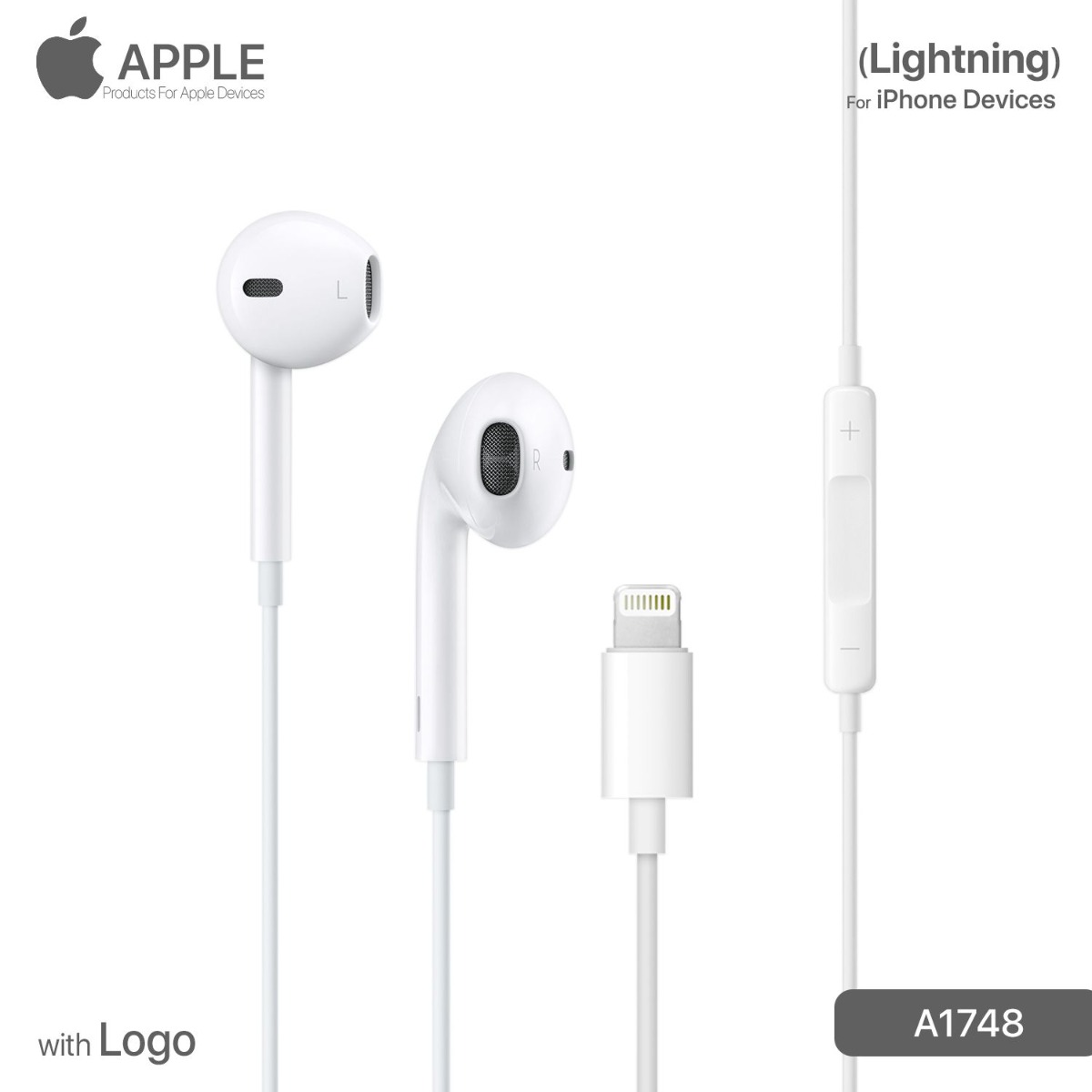 سماعة أذن آيفون Lightning مع لوجو