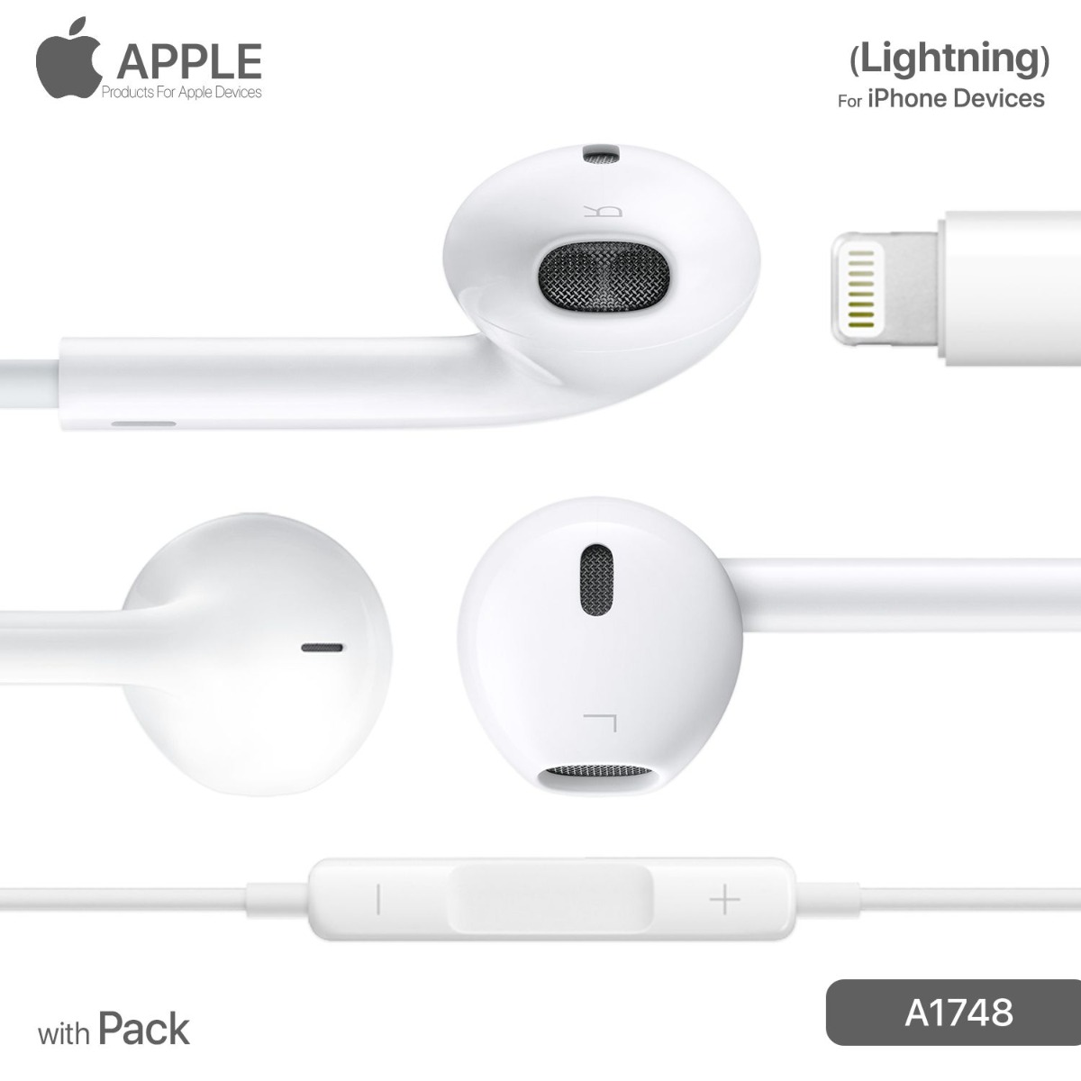 Lightning iPhone Earphone with Pack