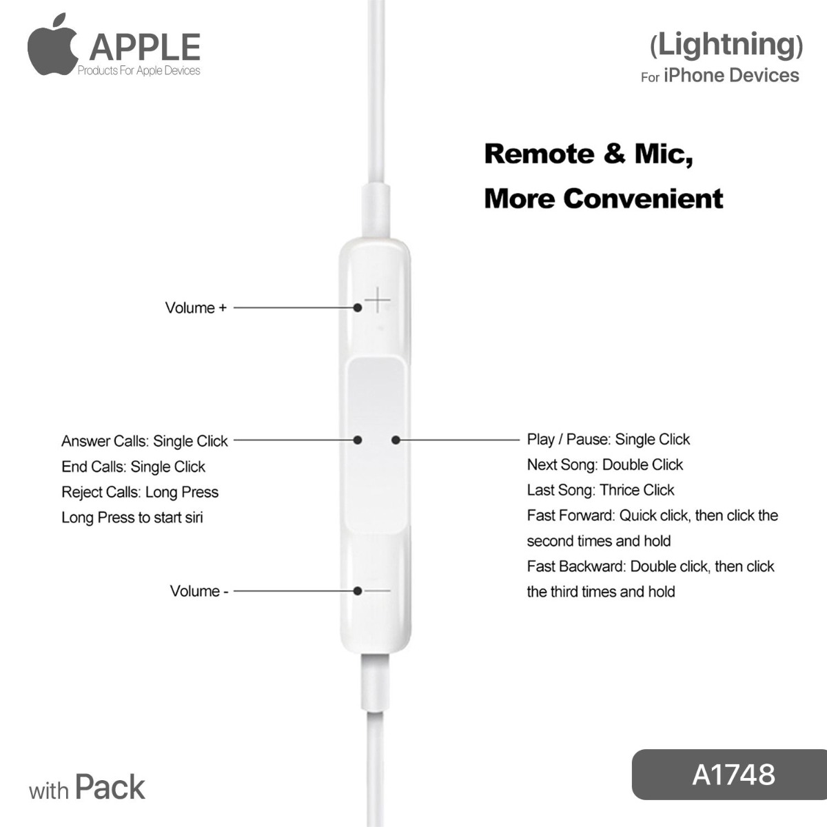 سماعة أذن آيفون Lightning مبكت