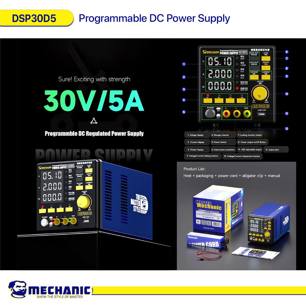 MECHANIC DSP30D5 Programmable DC Power Supply