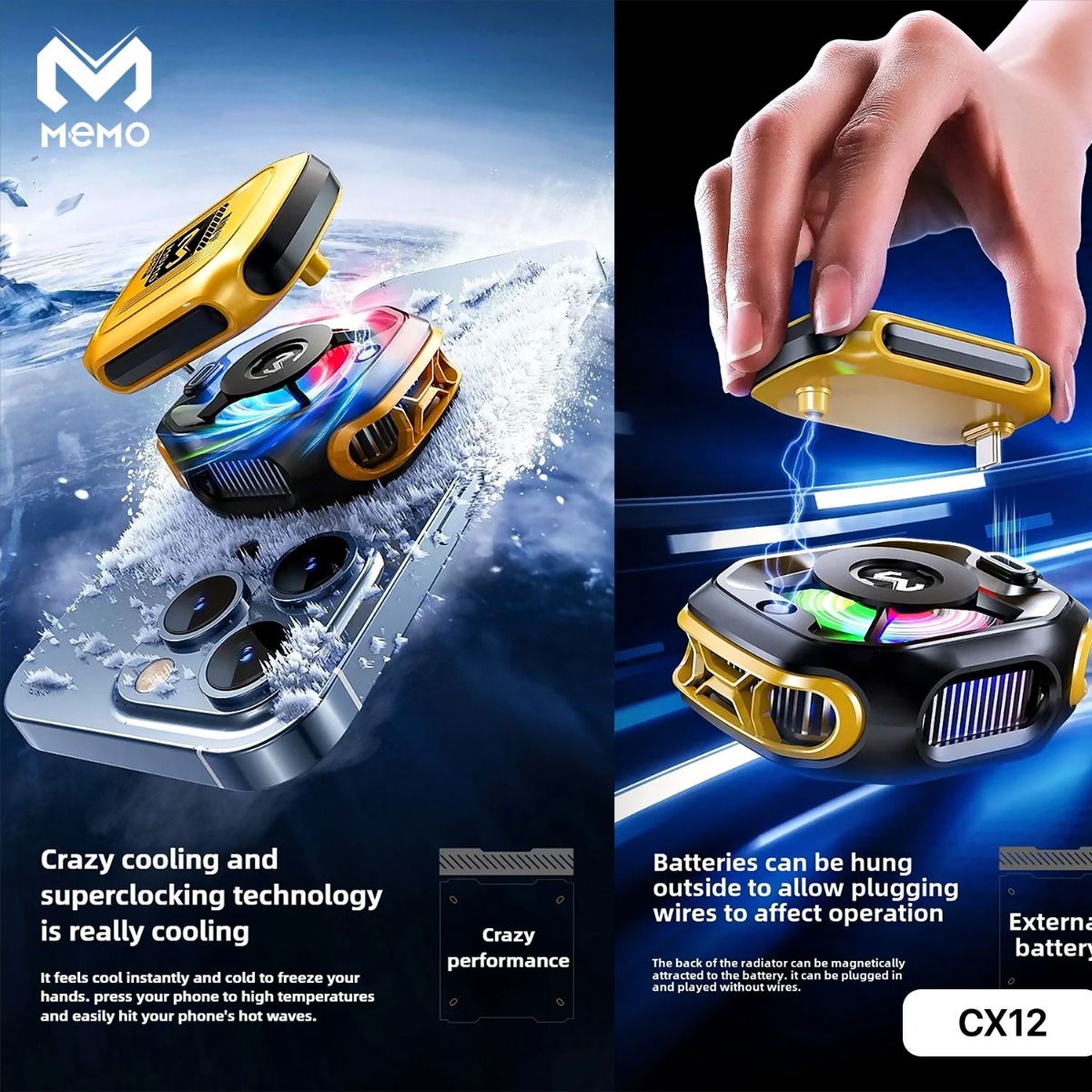 مروحة تبريد MEMO CX12 لألعاب الموبايل