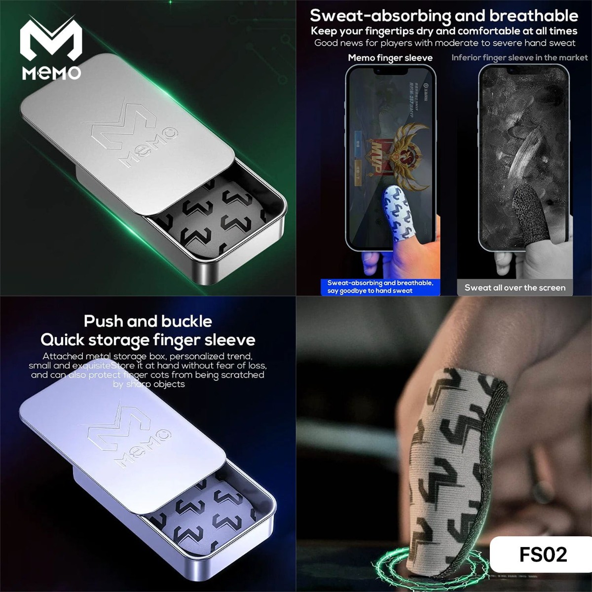 MEMO FS02 Anti-Sweat Finger Sleeves For Mobile Gaming