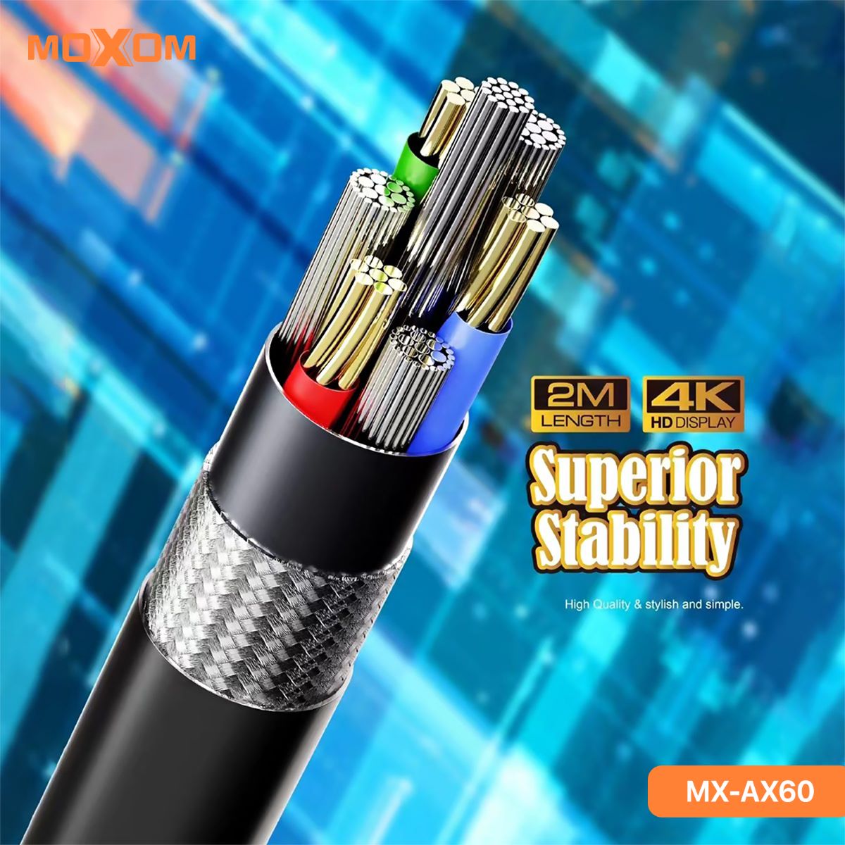 كيبل موكسوم MX-AX60 60W PD 4K 2m