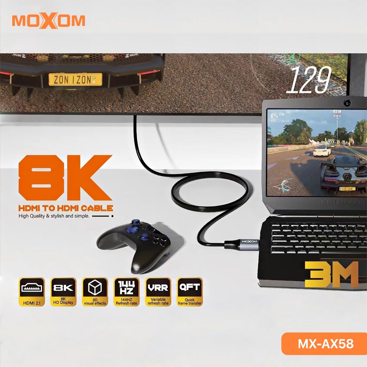 كيبل موكسوم MX-AX58 8K 3m HDMI