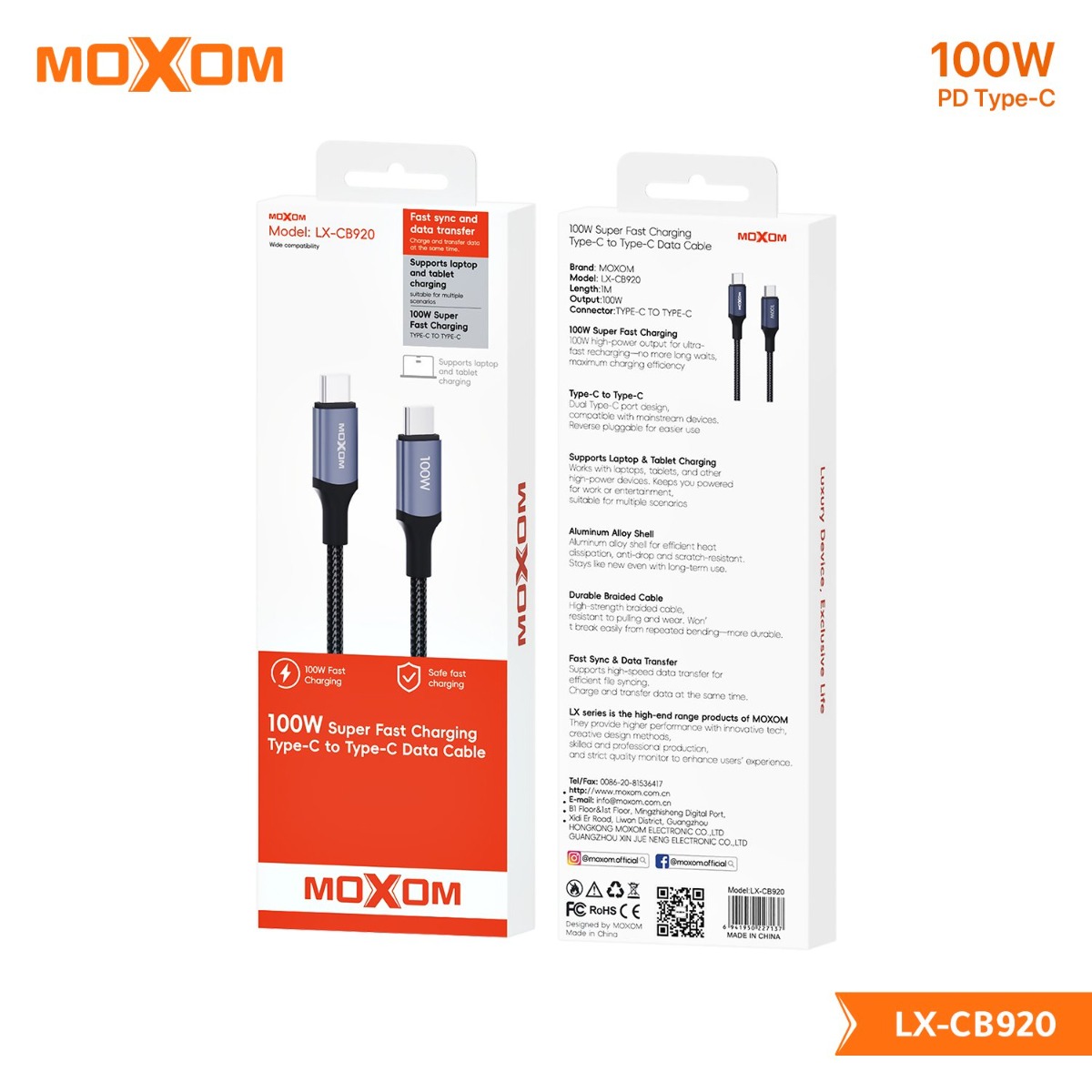 MOXOM LX-CB920 100W PD Type-C Cable