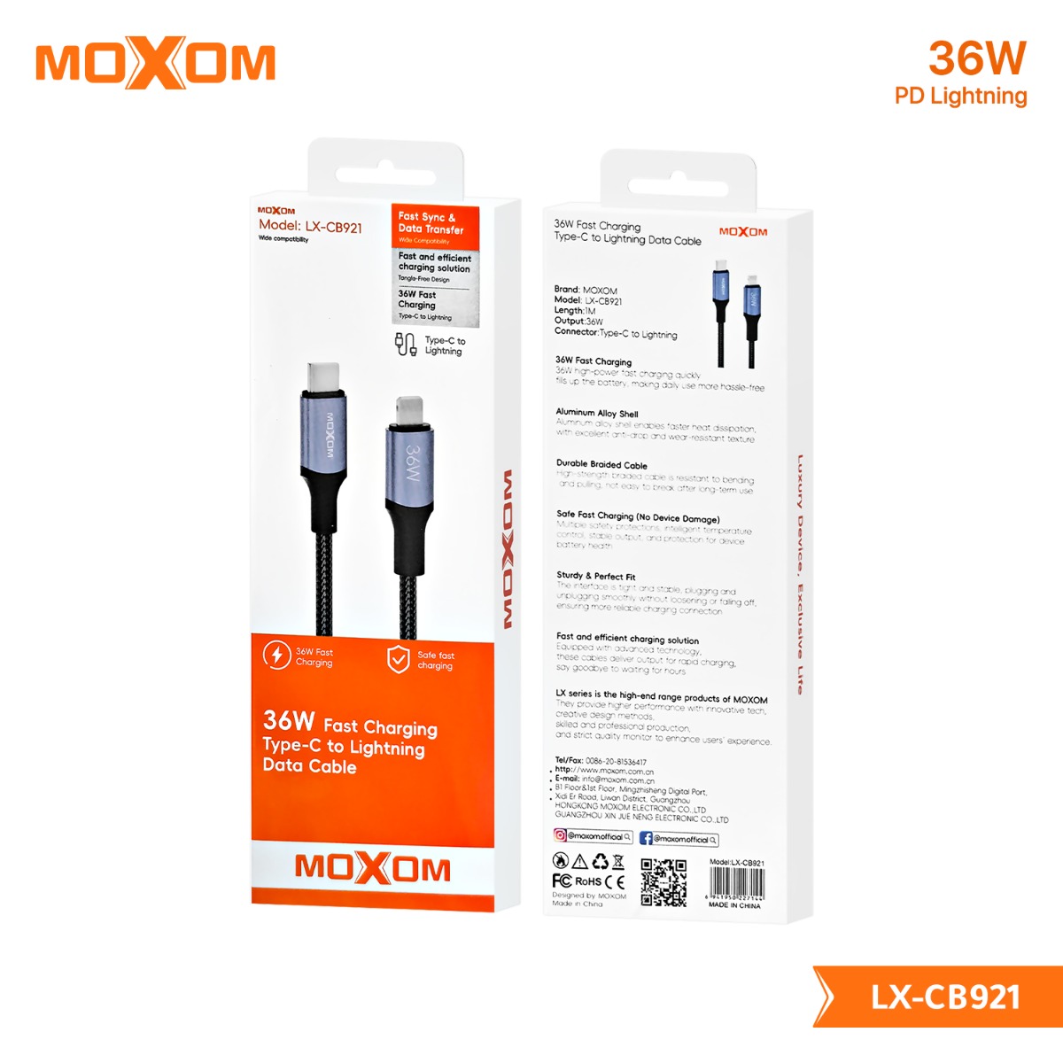 كيبل موكسوم LX-CB921 36W PD لأجهزة آيفون