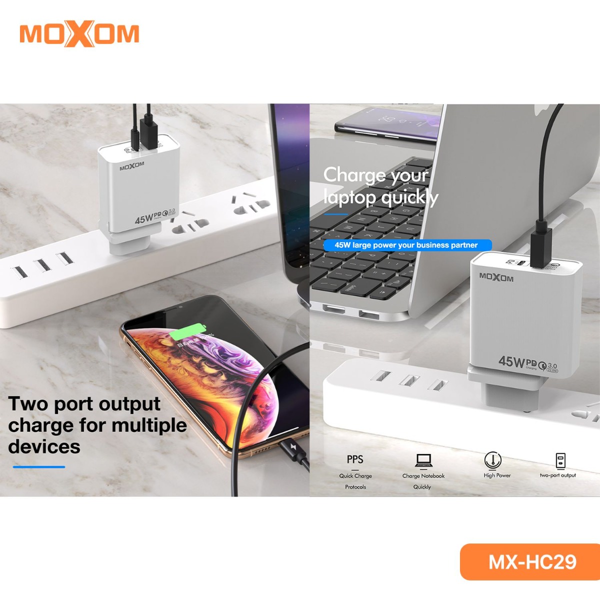 شاحن موكسوم MX-HC29 45W PD