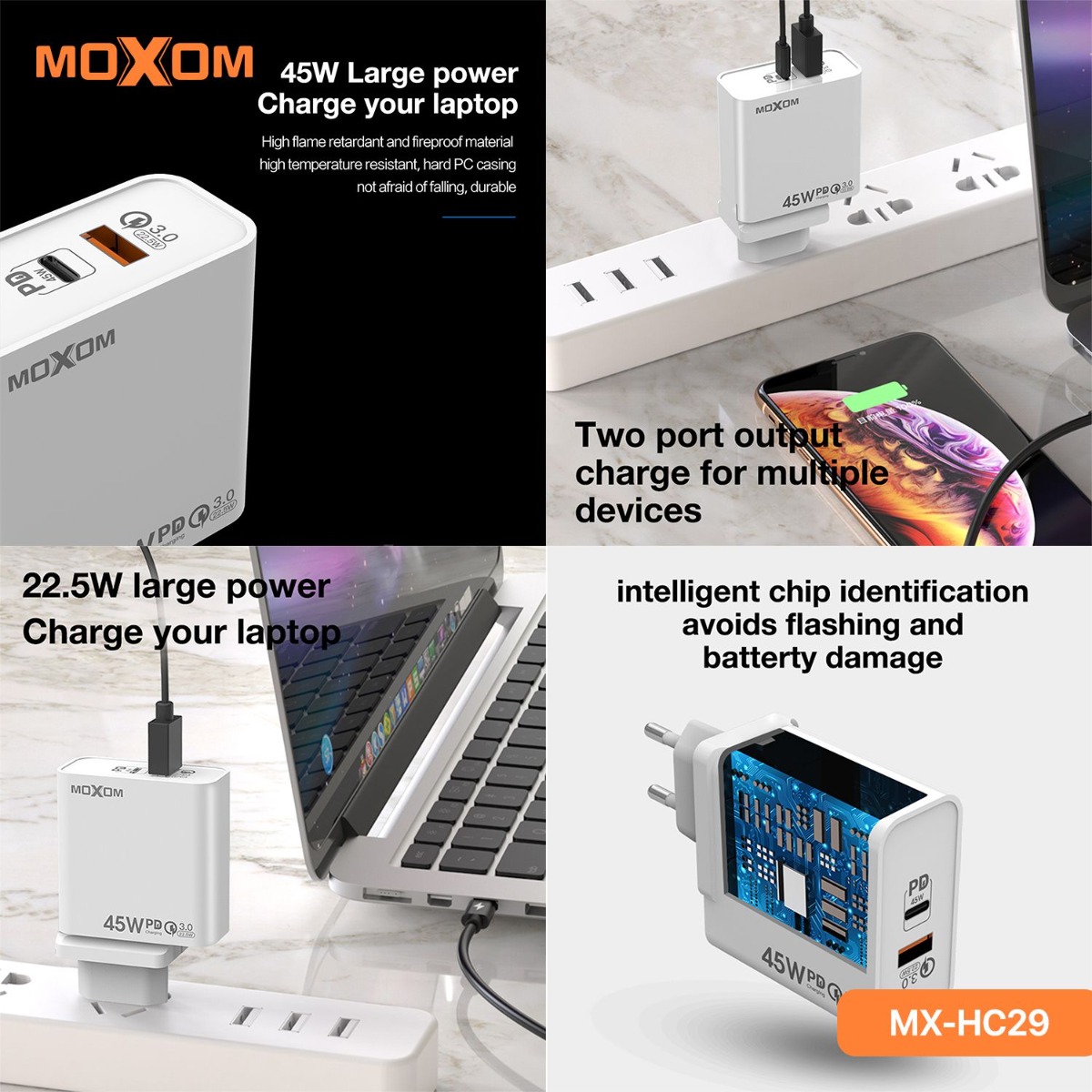 شاحن موكسوم MX-HC29 45W PD