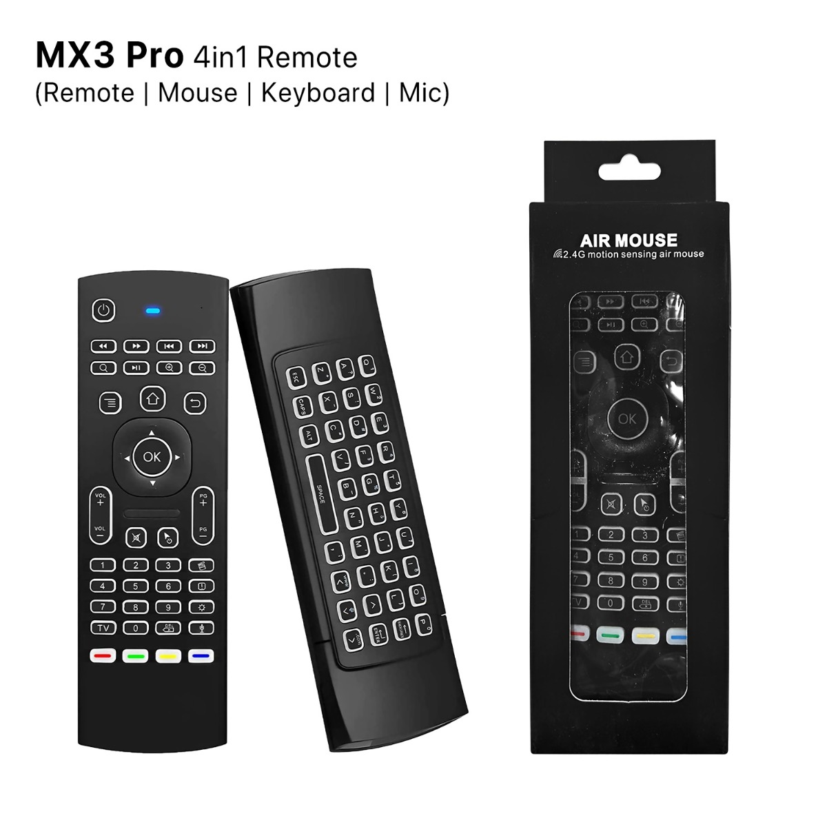 (ريموت | ماوس | كيبورد | مايك | مضيء) MX3 Pro 4in1
