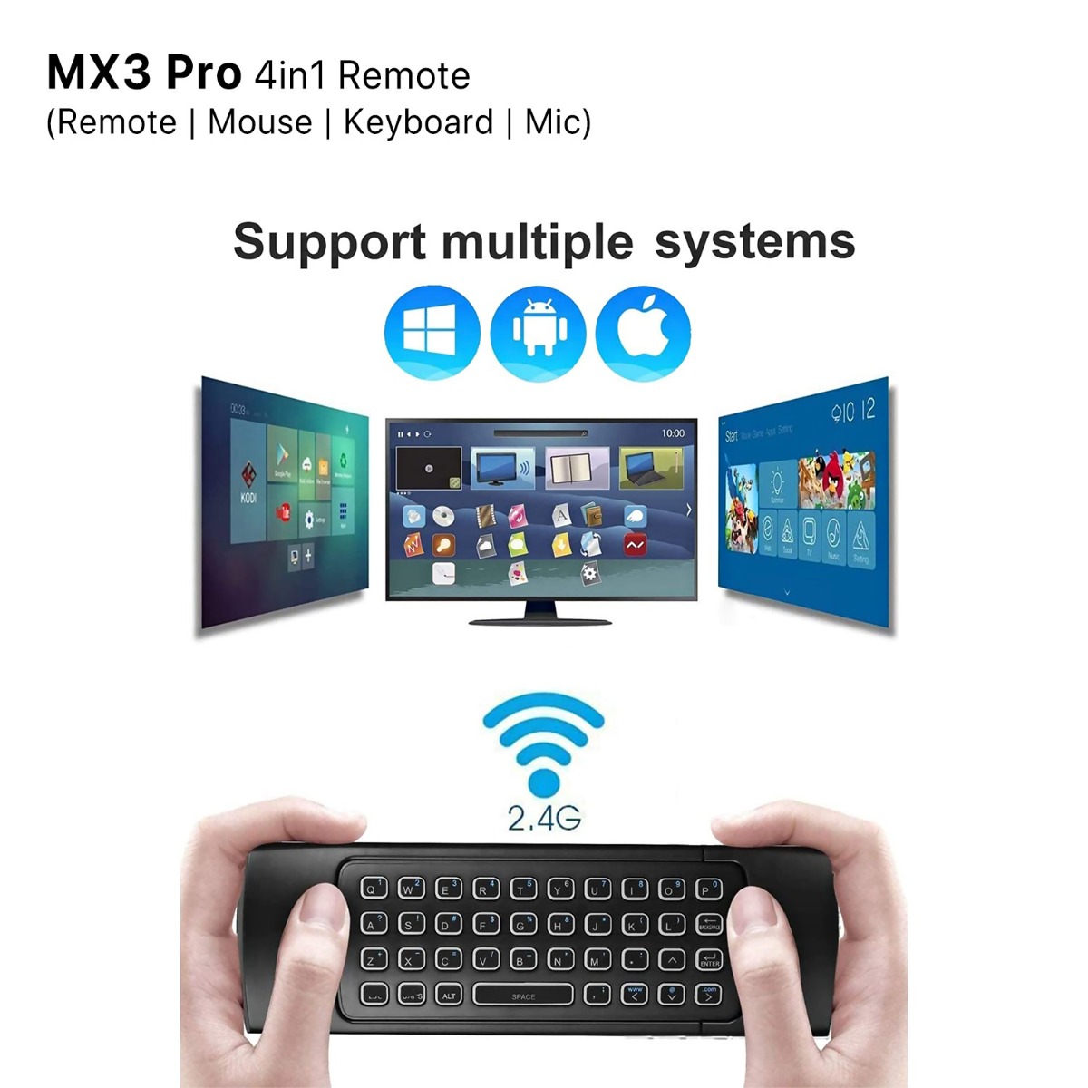 (ريموت | ماوس | كيبورد | مايك | مضيء) MX3 Pro 4in1