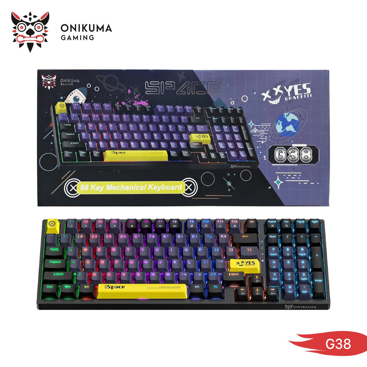 ONIKUMA G38 Mechanical Wired Gaming Keyboard - (98 Key)