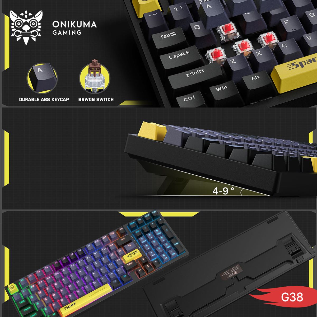 ONIKUMA G38 Mechanical Wired Gaming Keyboard - (98 Key)