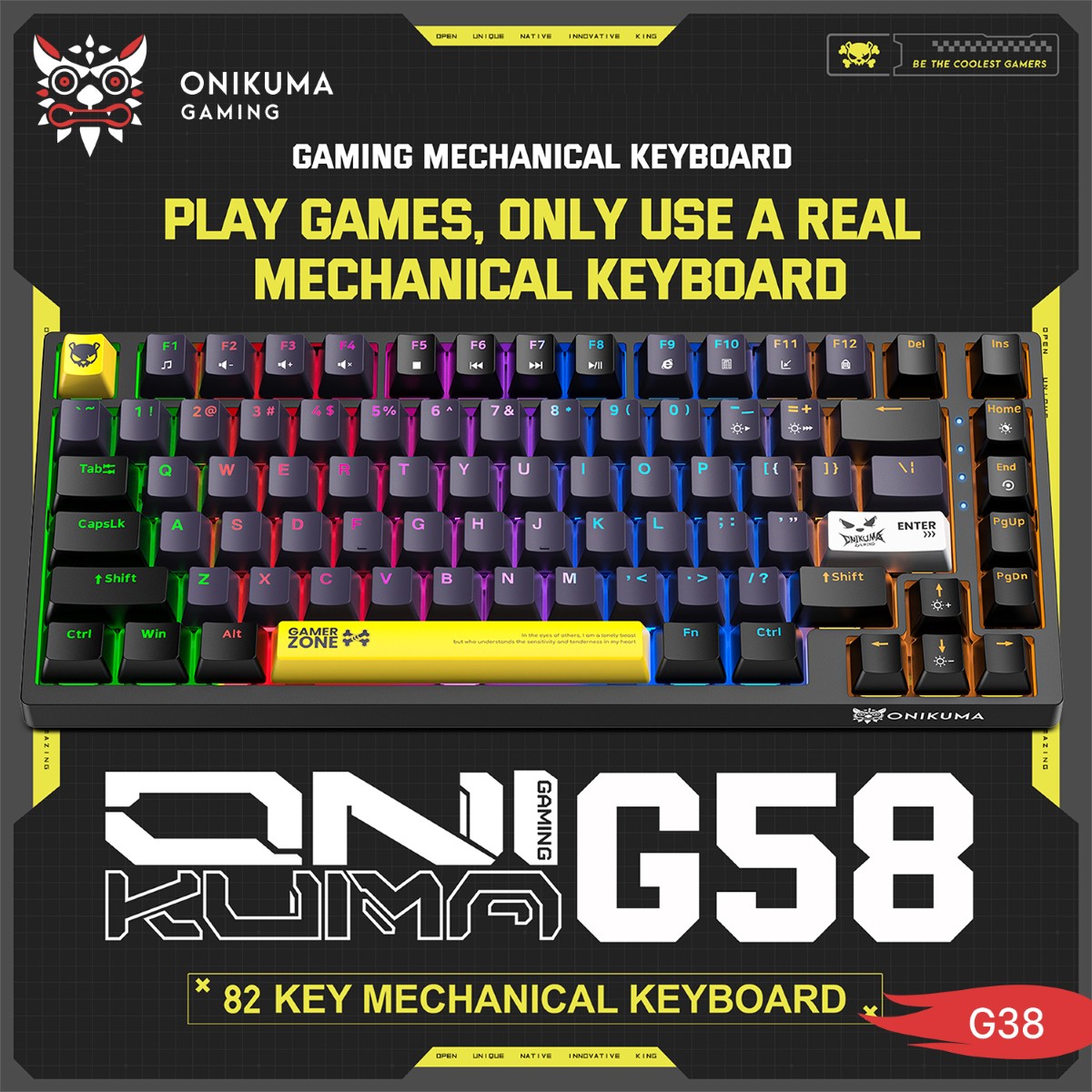 كيبورد ONIKUMA G58 Mechanical سلكي للألعاب - (82 كبسة)