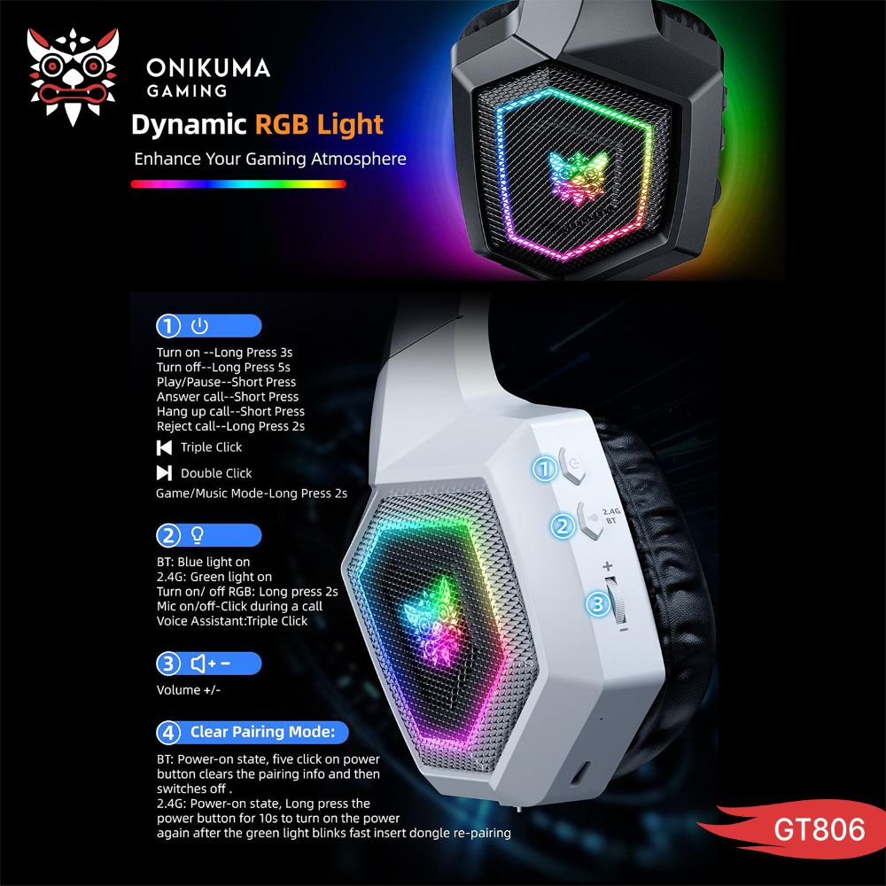 سماعة الرأس ONIKUMA GT806 3in1 لألعاب الكمبيوتر والموبايل