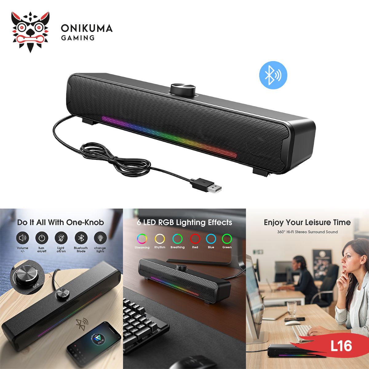 سبيكر ملتيميديا ONIKUMA L16 للألعاب