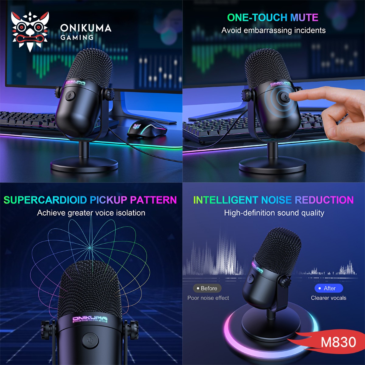 ONIKUMA M830 Computer Gaming Microphone