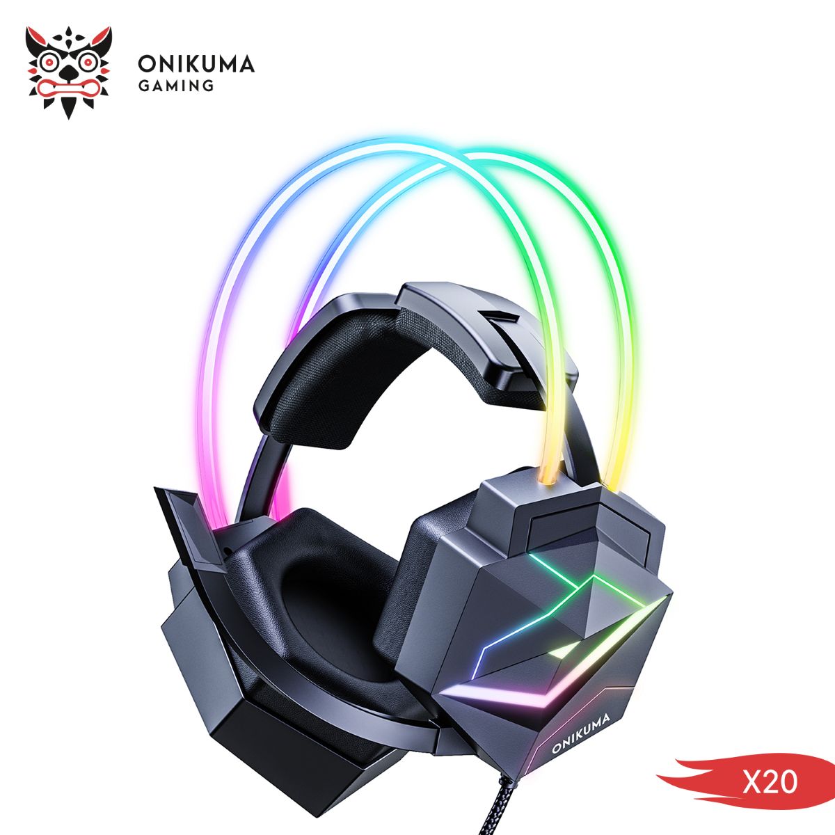 سماعة الرأس ONIKUMA X20 USB 7.1 سلكية لألعاب الكمبيوتر والموبايل