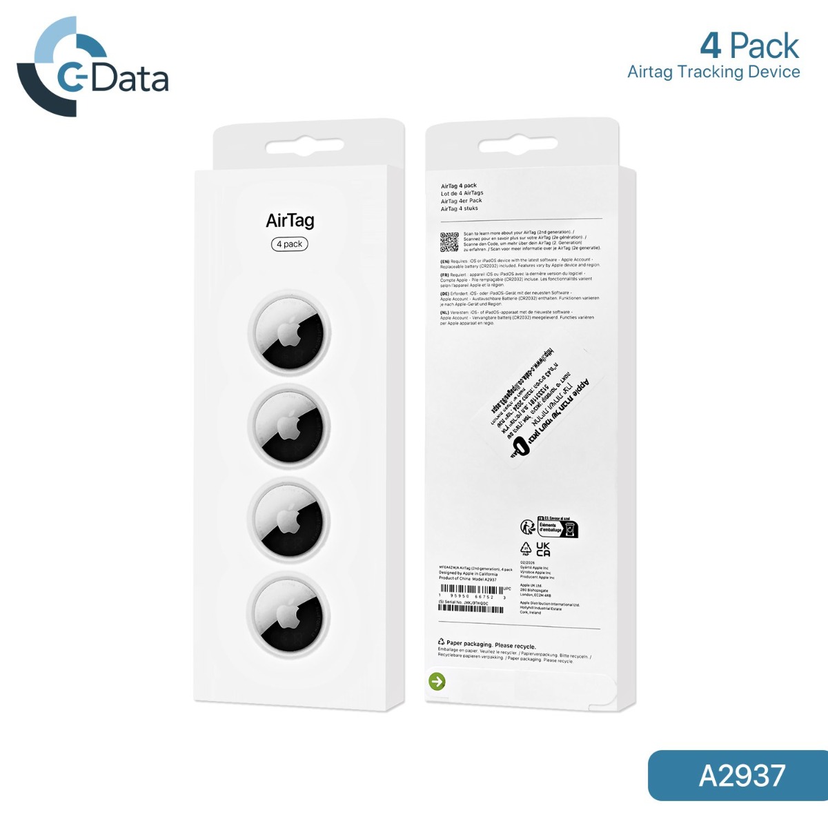 Original Apple C-Data AirTag (2nd Gen) - 4 Pack