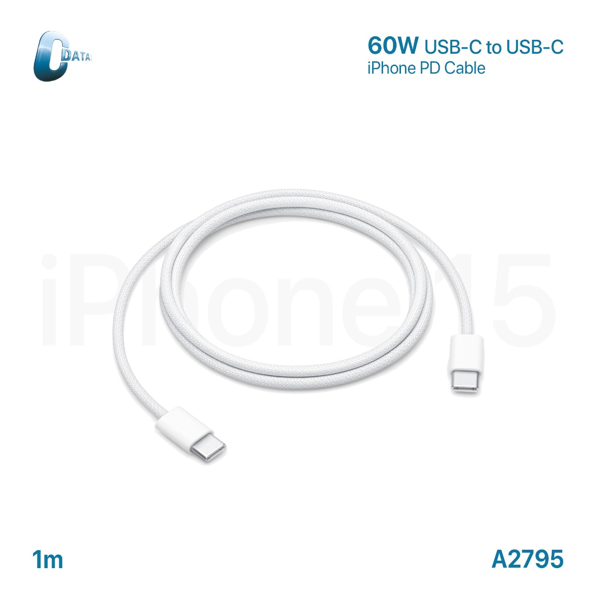 كيبل آيفون 15 PD 60W C-Data أصلي