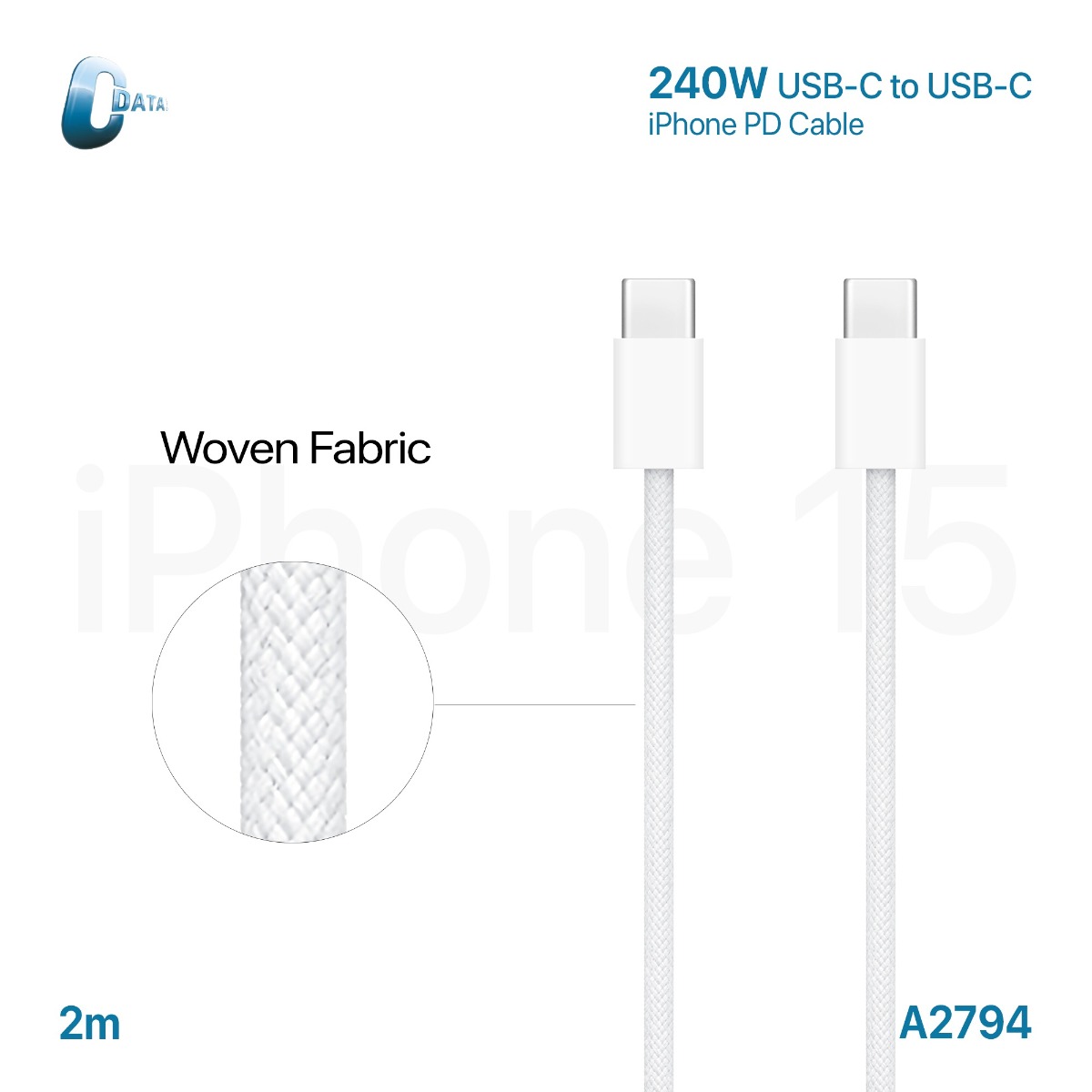 Original C-Data 240W 2m iPhone 15 PD Cable
