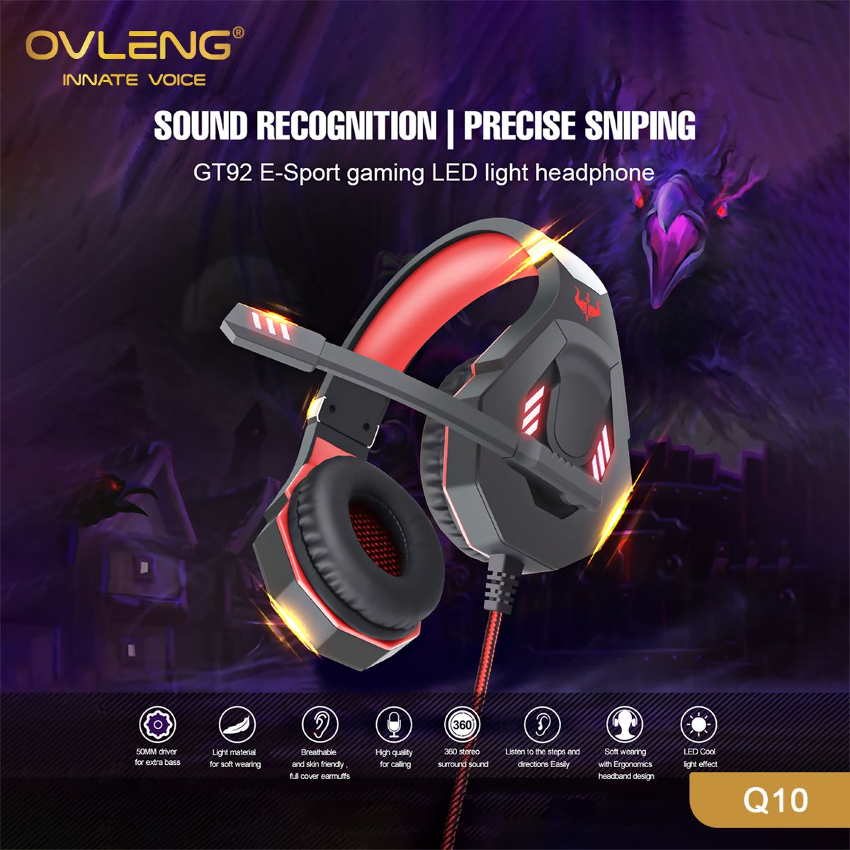 سماعة الرأس OVLENG Q10 سلكية لألعاب الكمبيوتر