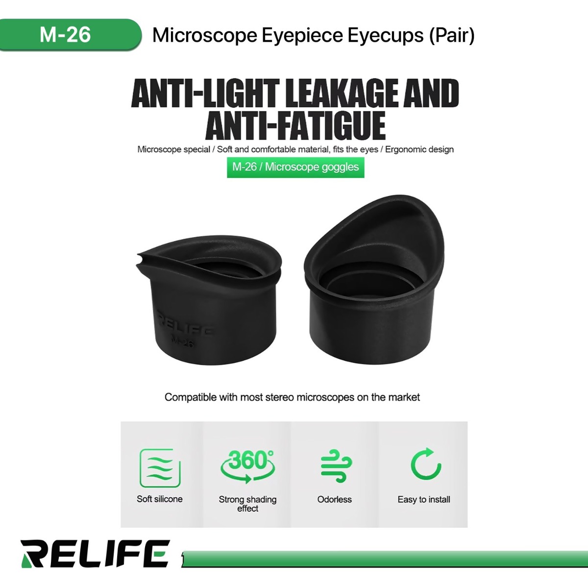 RELIFE M-26 Microscope Eyepiece Eyecups (Pair)