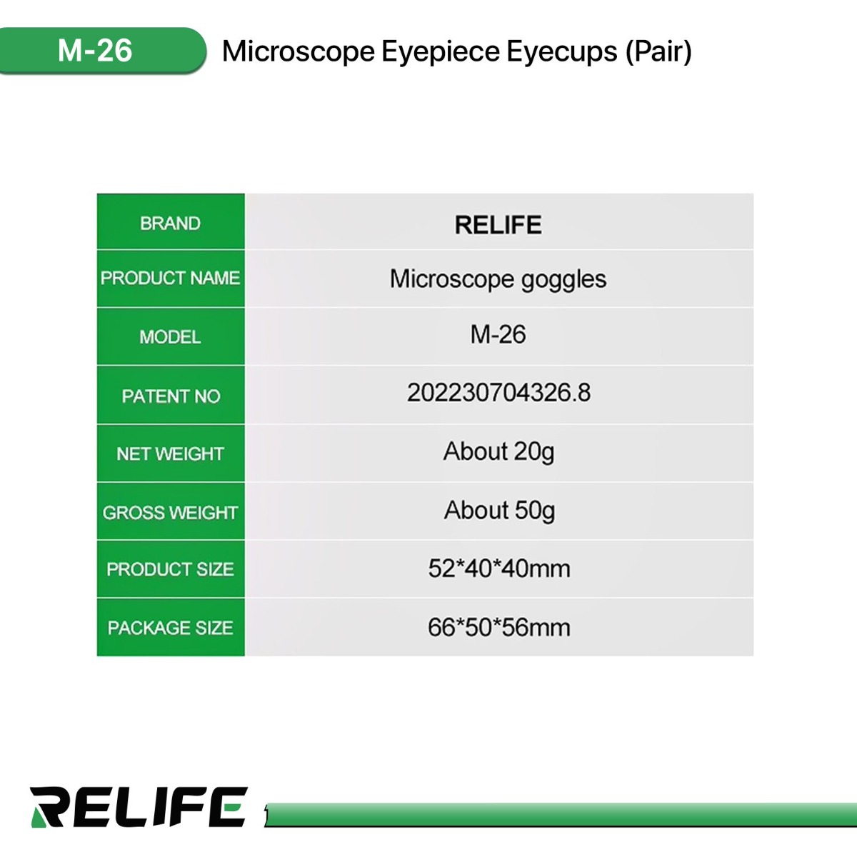 RELIFE M-26 Microscope Eyepiece Eyecups (Pair)